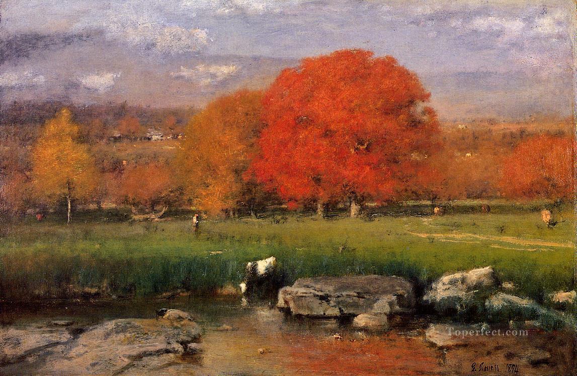Morning Catskill Valley aka The Red Oaks Tonalist George Inness Oil Paintings